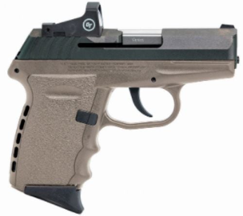 SCCY Semi-Auto Pistol, 9MM, 3.1 Bbl, Dark Earth, Crimson Trace Red Dot Sight, No External Safety, 10+1 R