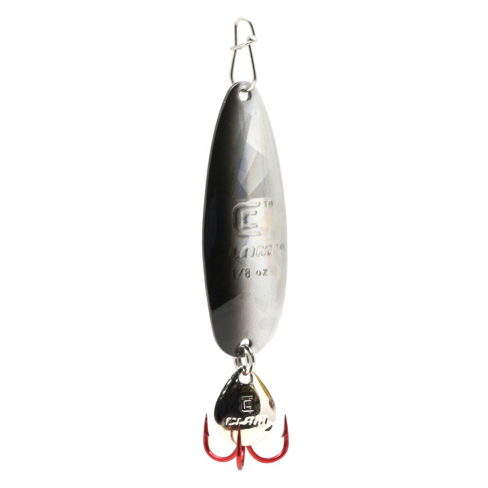 Clam Ribbon Leech Flutter Spoon- 1/4oz, Size 6 - Silver/Black 