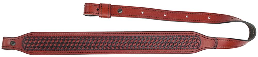 AA&E Leathercraft Brown Leather Long Taper Gunsling with Basketweave Embossing