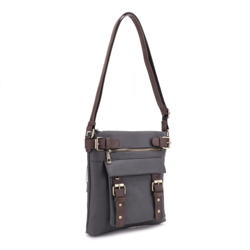 Jessie & James Hannah Concealed Carry Lock and Key Crossbody CCW Handbag - Gray