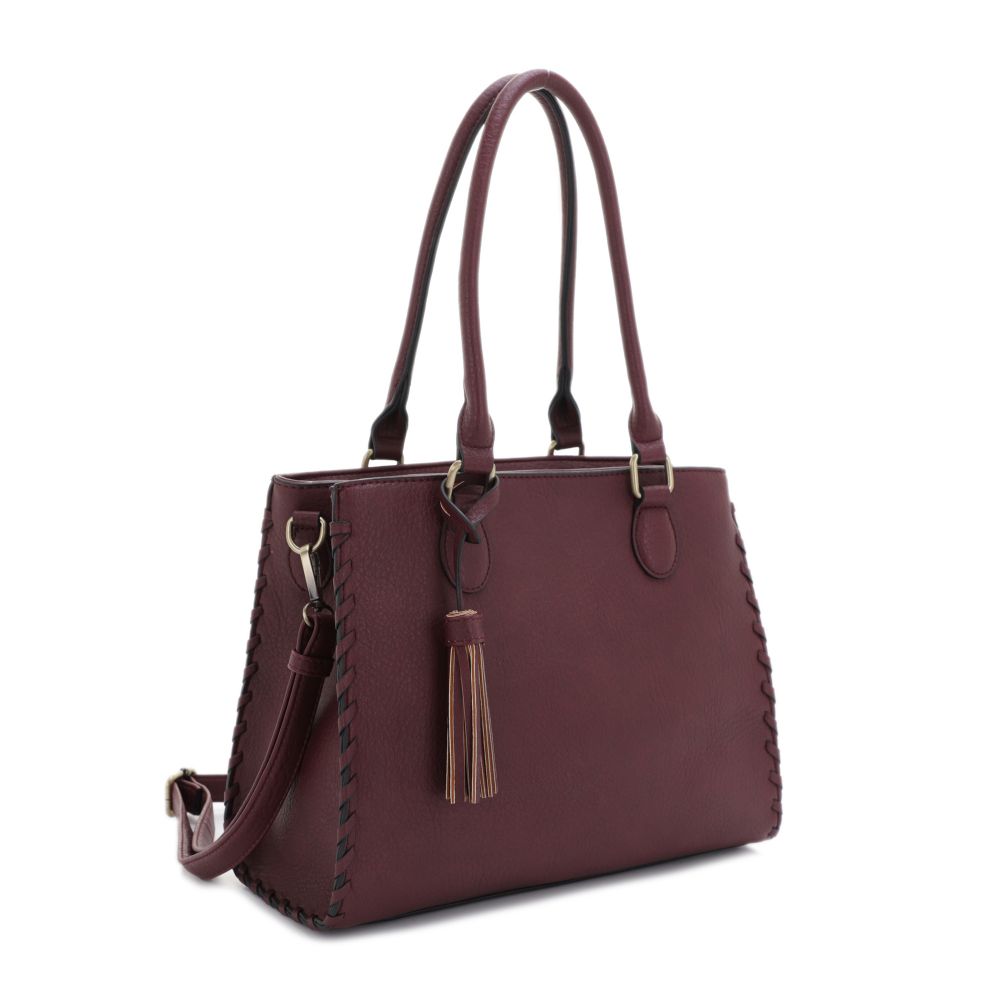 Jessie & James Lioness Concealed Carry Satchel Bag w/ Tassel - Wine
