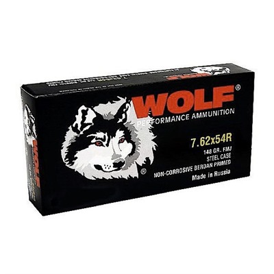 Wolf Ammo 7.62x54R 148gr FMJ Steel Case 20/bx (20 rounds per box)