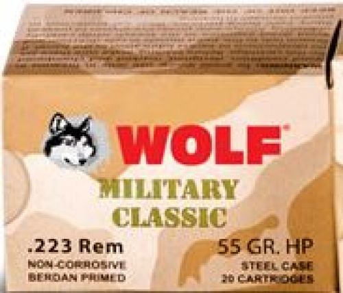 Wolf Military Classic Ammo 223 Remington 55gr Full Metal Jacket 20 Round Box