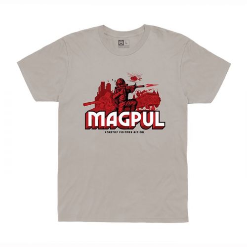 Magpul Nonstop Polymer Action Cotton T-Shirt Gray And Red Small