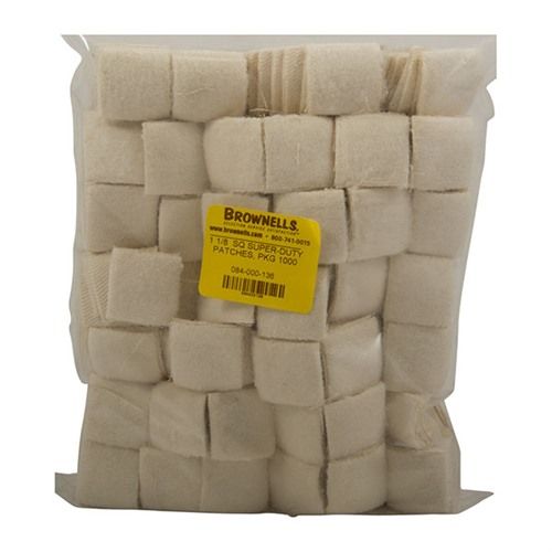 Brownells 25-284 Cal Really Heavy Duty 1.125 Square Cotton Patch 1000/Pk