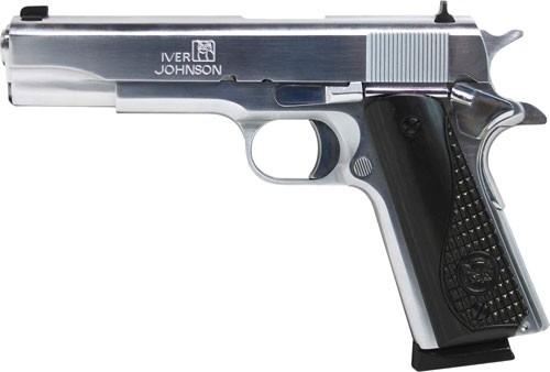 Iver Johnson Arms 191138CHRW 1911 A1 Government 70 Series 38 Super 5 9+1 Chrome Black Diamondwood Grip