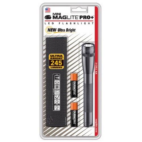 Mini Maglite 2-Cell AA LED PRO+ Flashlight w/Holster | Gray