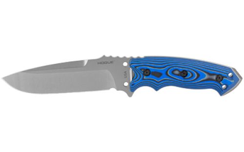 Hogue, EX-F01, 5.5 Fixed Blade, Drop Point Blade, G10 G-Mascus Blue Scales, A2 Tool Steel, Black Sheath