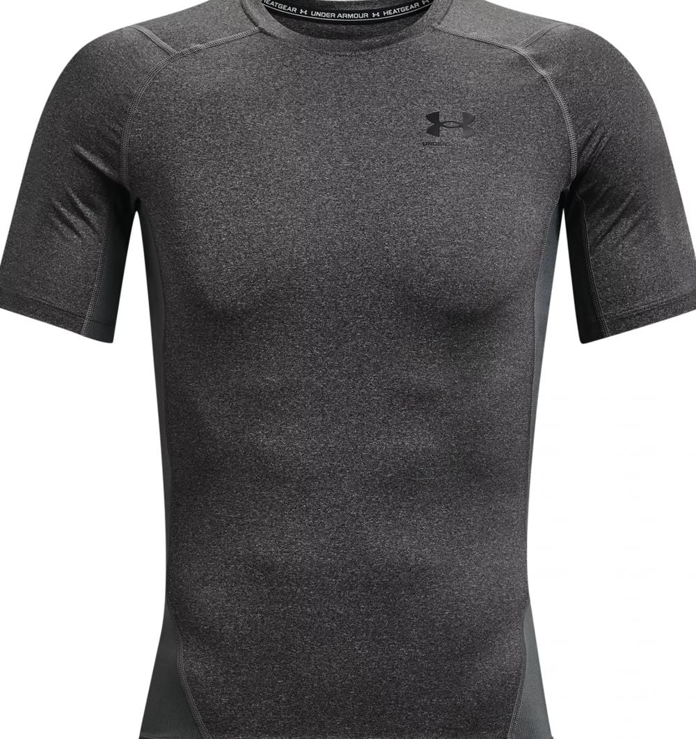 UA Mens HeatGear Armour Short Sleeve Carbon Heather/Black 3XL