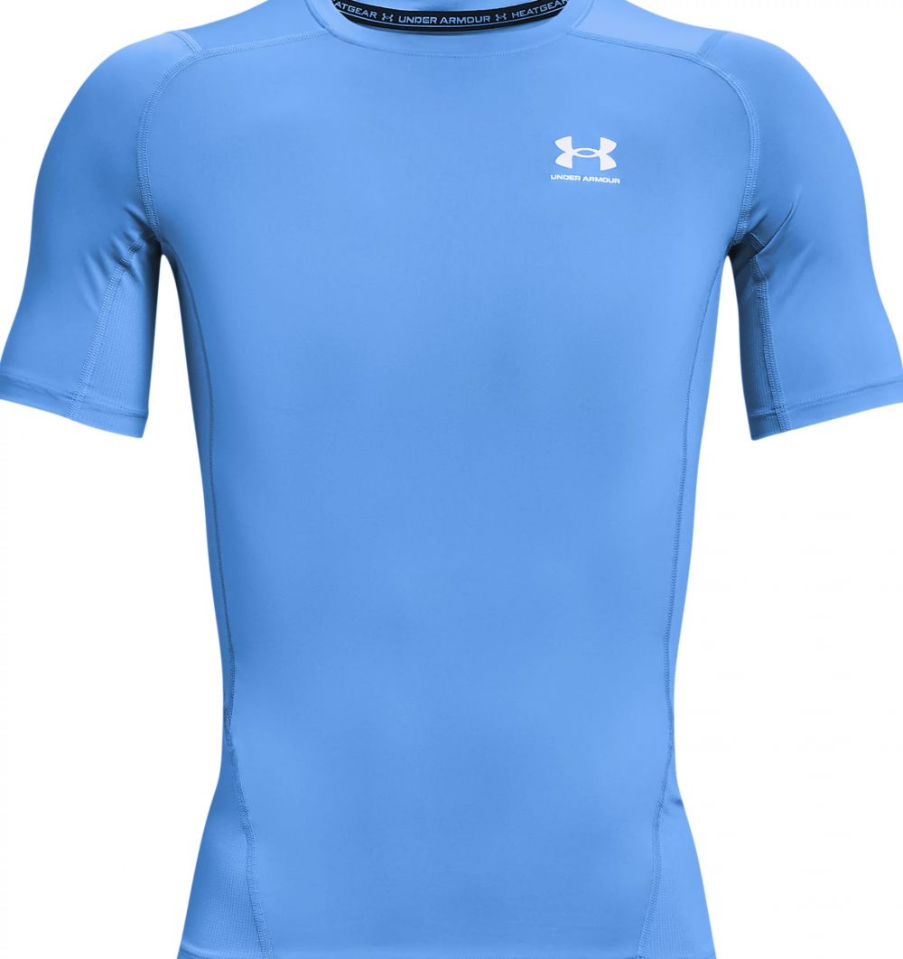 UA Mens HeatGear Armour Short Sleeve Carolina Blue/White 3XL