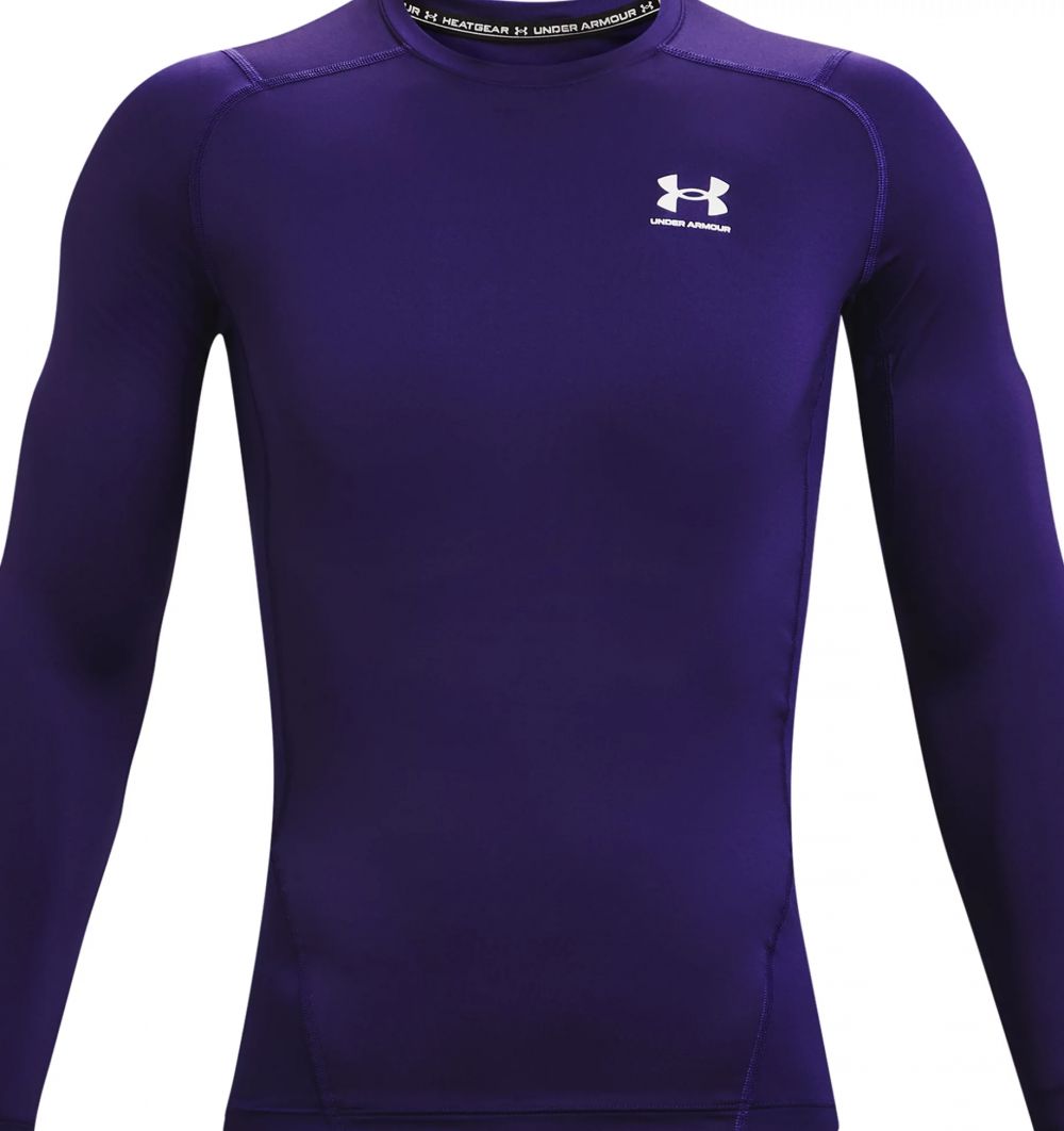 UA Mens HeatGear Armour Long Sleeve Purple/White X-Large