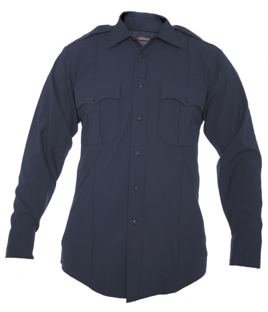 Elbeco CX360 Mens Long Sleeve Midnight Navy Shirt Neck Size 15.5 Sleeve Length 33