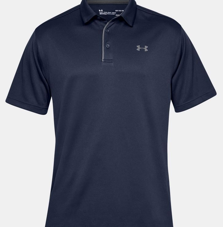 UA Tech Polo, Mens, White, Midnight Navy, S