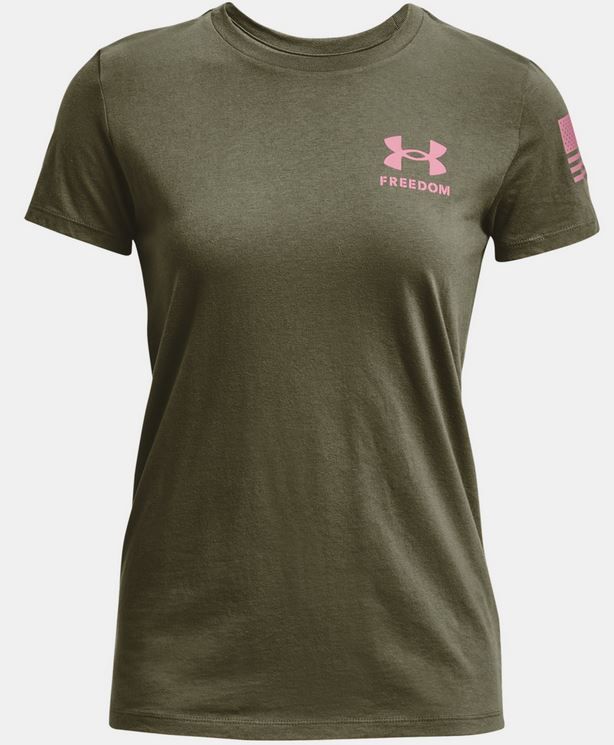 UA Freedom Banner T-Shirt, Womens, OD Green, S