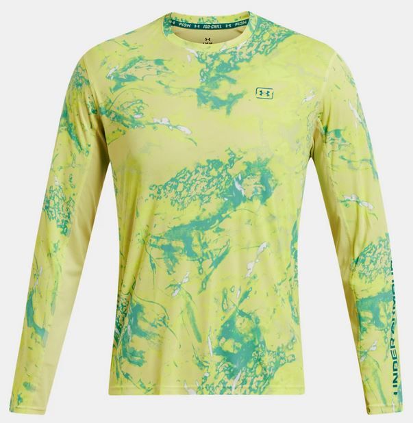 UA Fish Pro Chill Camo Long Sleeve, Mens, Sonic Yellow, 2XL