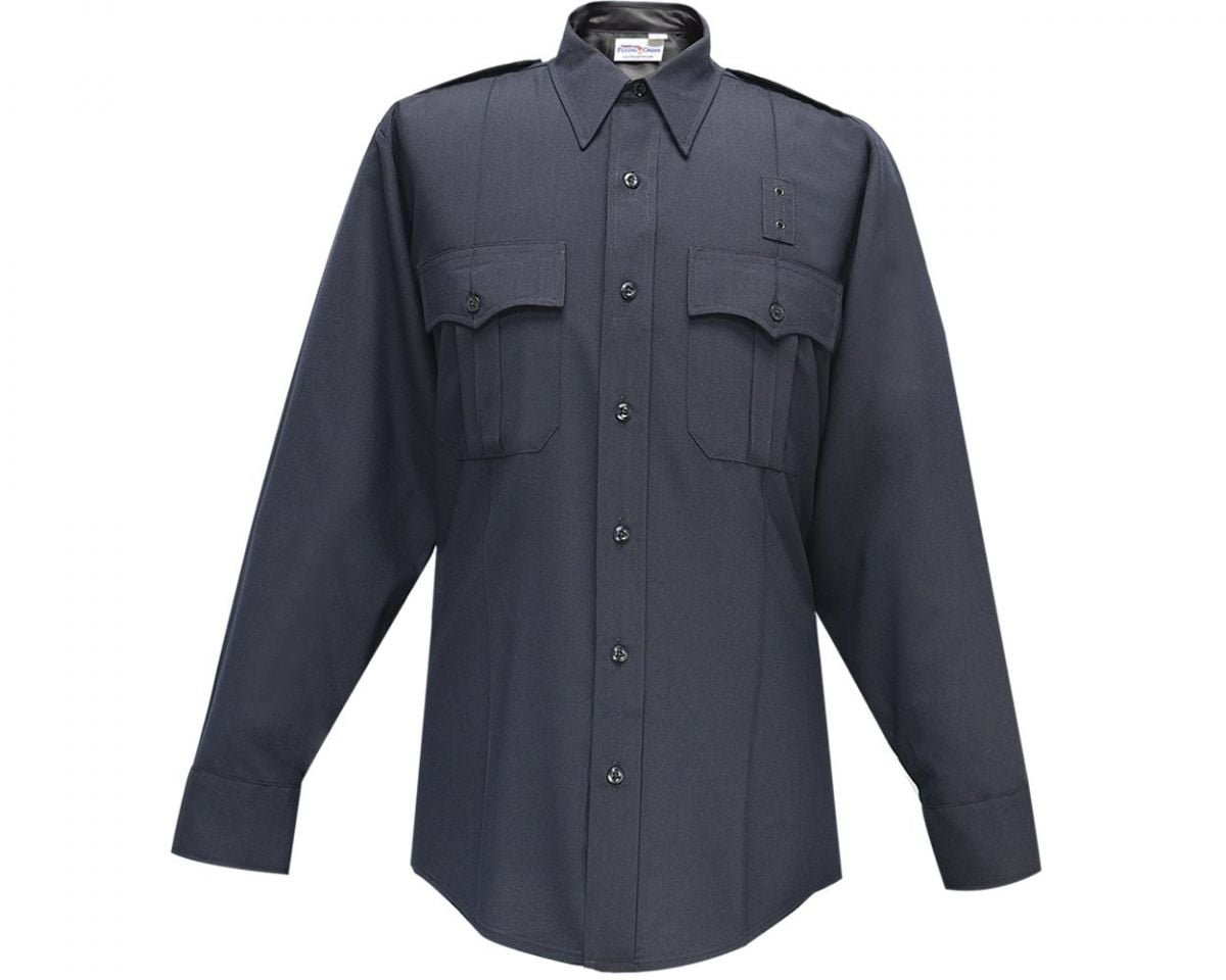 Flying Cross Justice Polyester/Wool Mens Long Sleeve LAPD Navy Shirt Neck Size 17 Sleeve Length 34