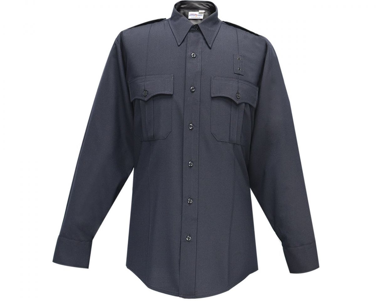 Flying Cross Justice Polyester/Wool Mens Long Sleeve LAPD Navy Shirt Neck Size 18.5 Sleeve Length 34