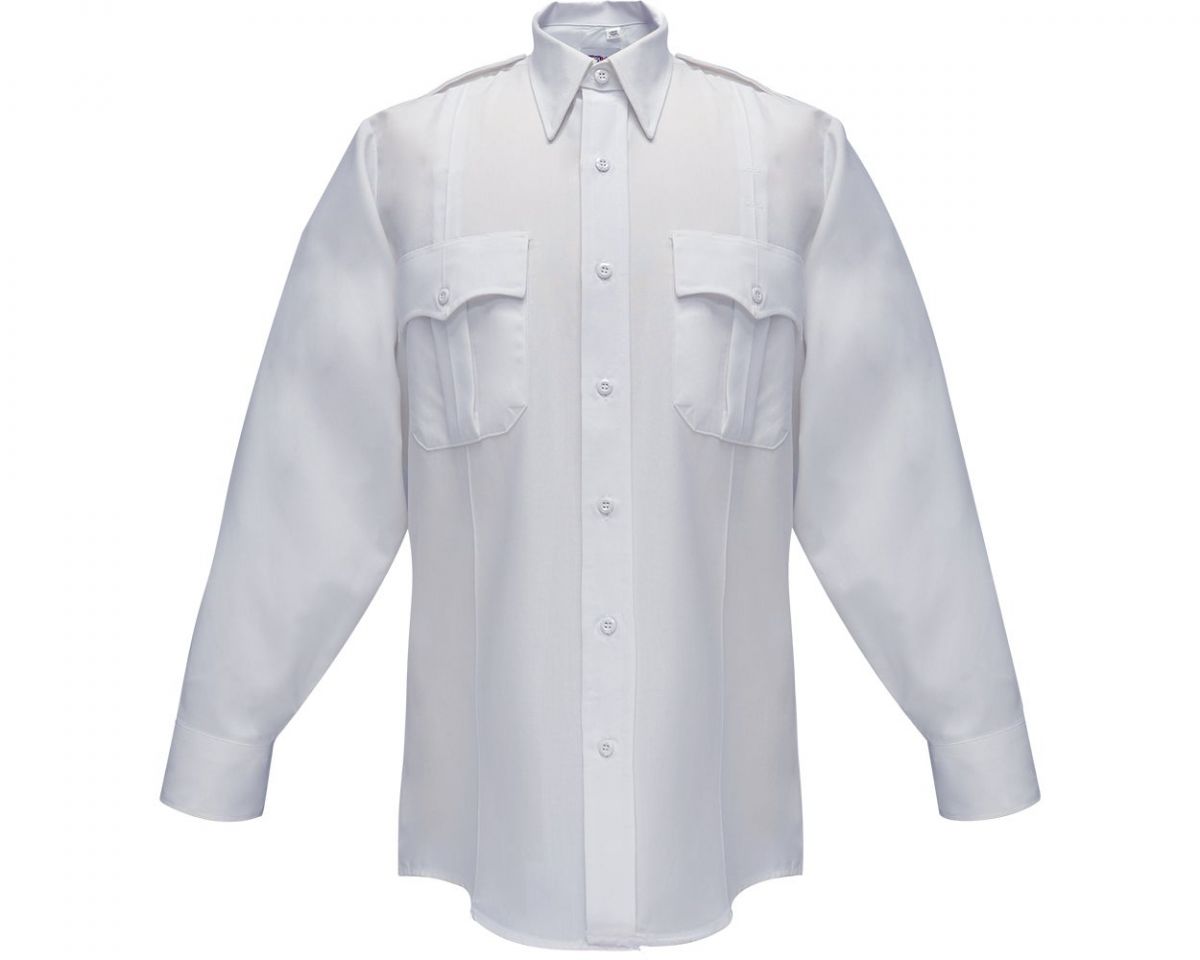 Flying Cross Duro Poplin Two Pocket Front Mens Long Sleeve White Shirt Neck Size 17 Sleeve Length 35