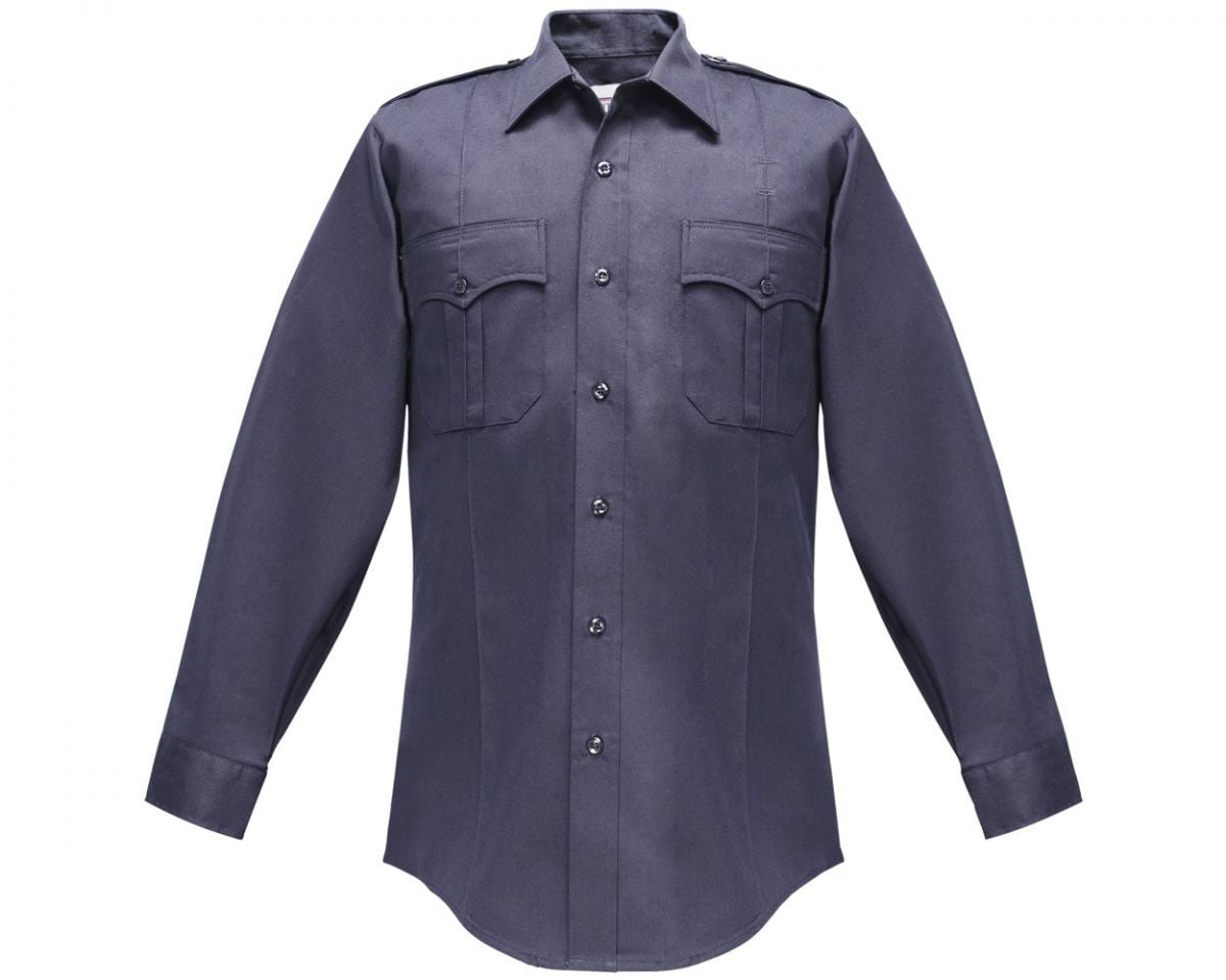 Flying Cross Duro Poplin Mens Long Sleeve Midnight Navy Shirt Neck Size 15 Sleeve Length 34