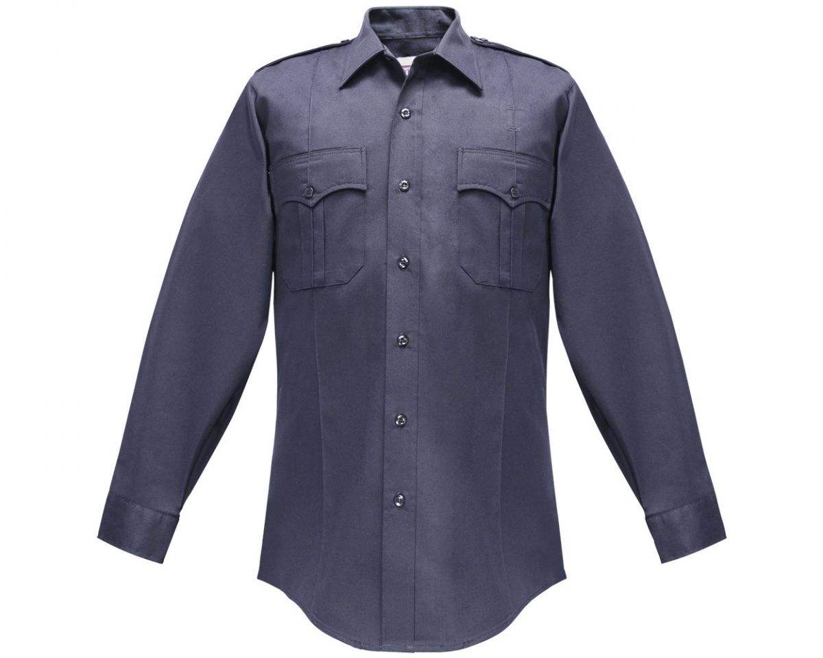 Flying Cross Duro Poplin Mens Long Sleeve Midnight Navy Shirt Neck Size 18 Sleeve Length 35