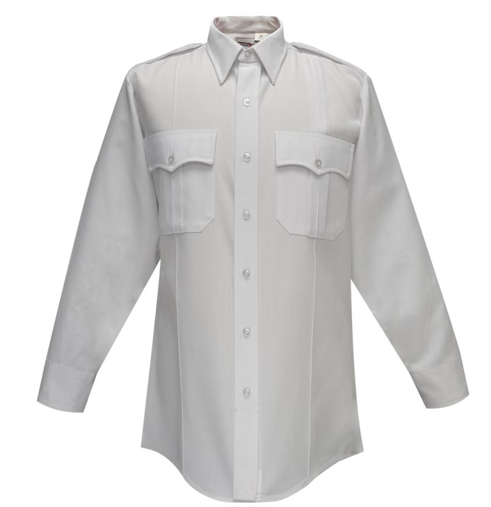 Flying Cross Deluxe Tropical Long Sleeve Shirt w/ Pleated Pockets White 36/37