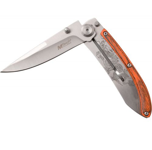 Mtech Folder 3.25 in Blade Wood-Stainless Steel Handle