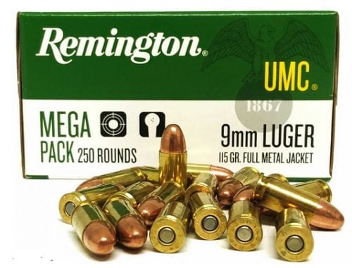Remington UMC Bulk Pistol Ammo 9mm 115 gr. FMJ 500 rd. Loose Pack