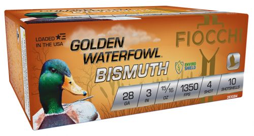 Fiocchi Golden Waterfowl Bismuth Roundgun Ammo 28 ga. 3 in. 15/16 oz. 4 Round