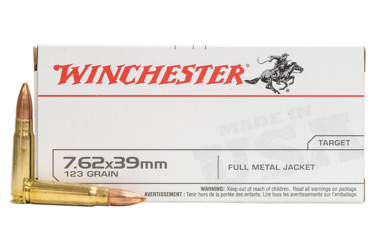 WINCHESTER USA 7.62 X 39 AMMO 123GR FMJ  50RD box
