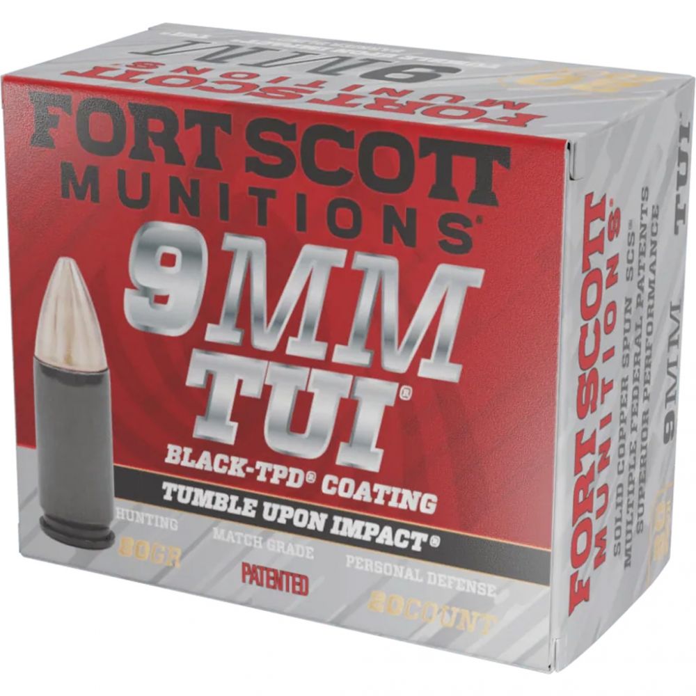 Fort Scott Munition TPD Black Pistol Ammo 9mm 80 gr. TUI 20 rd.