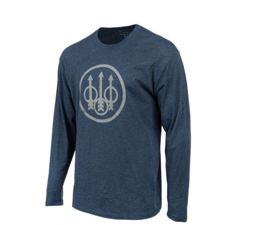 Beretta Trident Logo Long Sleeve  T-Shirt Navy Heather Large