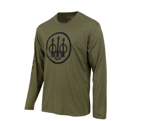 Beretta Trident Logo Long Sleeve T-Shirt Heather Mil Green Large
