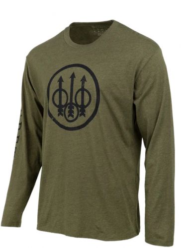 Beretta Trident Logo LS T-Shirt Heather Mill Green 3XLarge