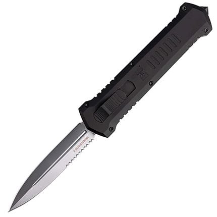 Tekto A4 Humvee OTF Black Aluminum Handle Silver Double Edge Dagger