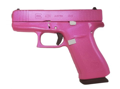 Glock 43X  9mm, 3.39 Barrel, Custom Pink & White Finish