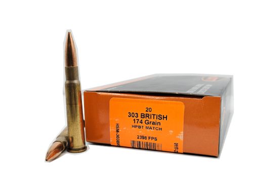 HSM AMMUNITION 303 BRITISH 174GR HPBT MATCH 20RD BOX 20 BOXES PER CASE