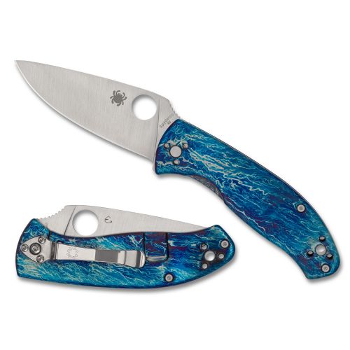 Spyderco Tenacious Blue Ti Disarray D2 Folding Knife
