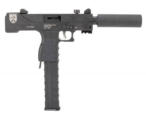 MasterPiece Arms Defender Top Cocking Semi Auto Pistol, 9mm, 4.5 Threaded Barrel, Black, 30 Rounds