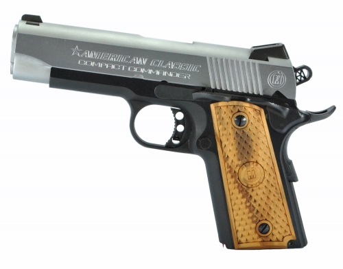 American Classic ACC45DT 1911 Commander 45 ACP 4.25 8+1 Blued Hard Chrome Slide Hardwood Grip