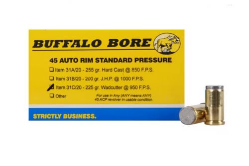 Buffalo Bore Standard Pressure Wadcutter 45 ACP Ammo 20 Round Box
