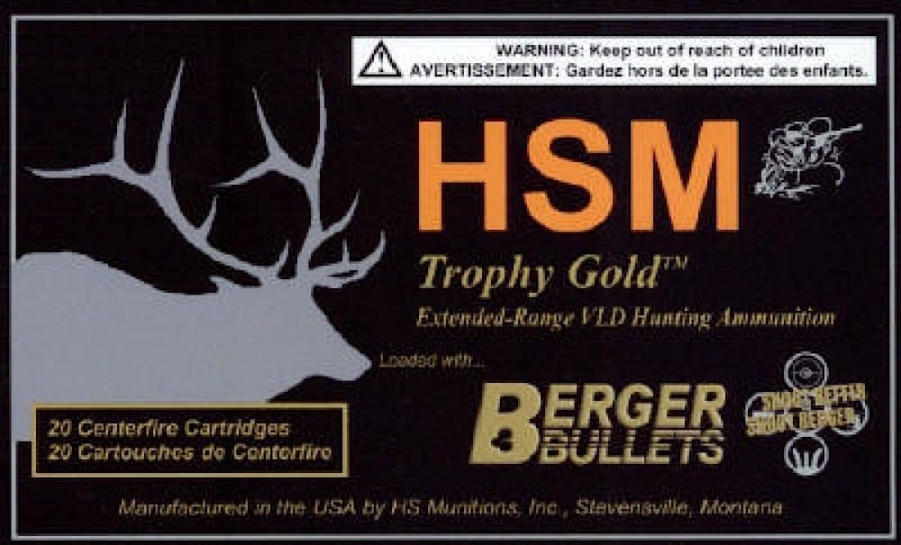 HSM 7MAG168VLLD Trophy Gold 7mm Rem Mag 168 gr Match Hunting Very Low Drag 20 Bx/ 20 Cs