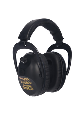 Pro Ears GSP300BLK Predator Gold Electronic Muff 26 dB Over the Head Black Ear Cups with Black Headband & Gold Logo for Adults 1