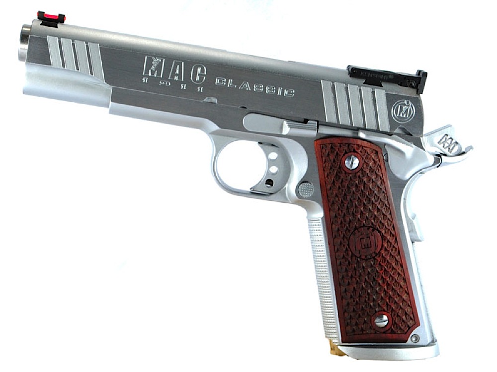 MAC M19CL45C 1911 Classic 45 ACP 5 8+1 Hard Chrome Hardwood with Integrated MAC Logo Grip