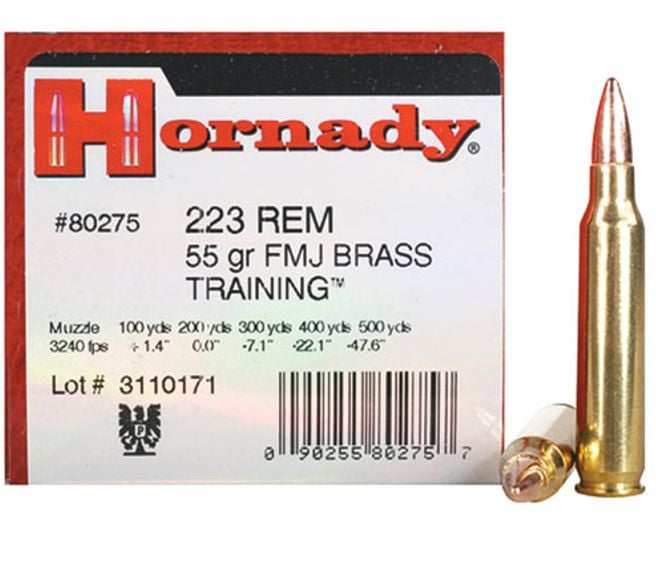 Hornady Custom Full Metal Jacket Boat Tail 223 Remington Ammo 50 Round Box