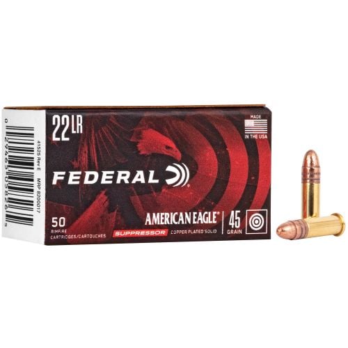 Federal American Eagle Suppressor Ammo 22LR  Copper 45gr 50rd box