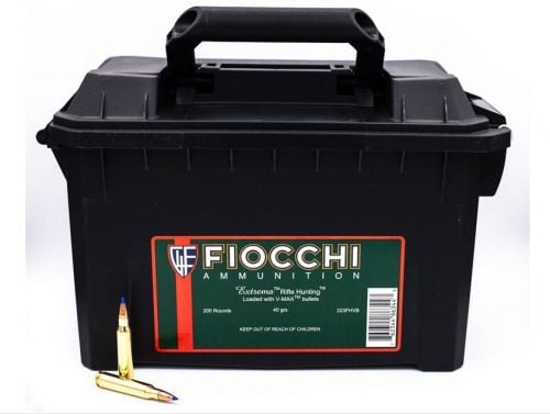 Fiocchi Rifle Ammo Extremma 223 Rem  V-Max 40GR 200rd plano ammo can