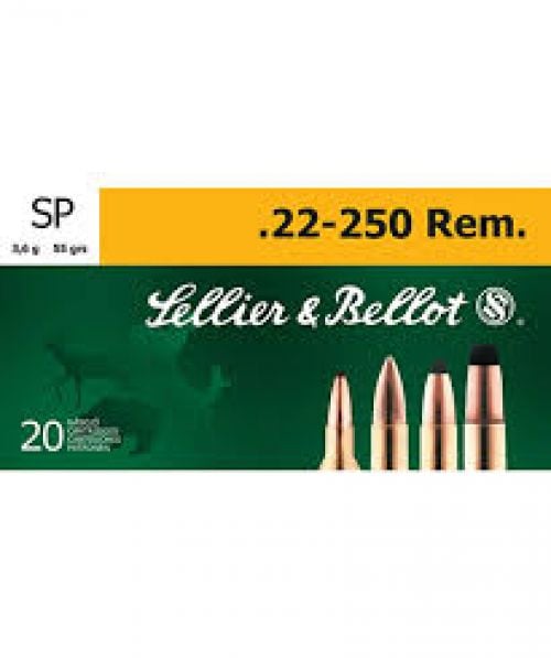 Sellier & Bellot  22-250 Remington Ammo  55gr Soft Point 20rd box