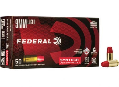 Federal American Eagle Total Syntech Jacket Flat Nose 9mm Ammo 115 gr 50 Round Box