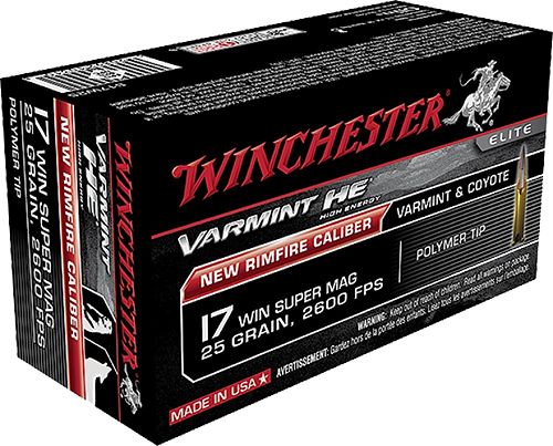 Winchester  Varmint HE   17WSM Ammo  25gr Polymer Tip 50rd box