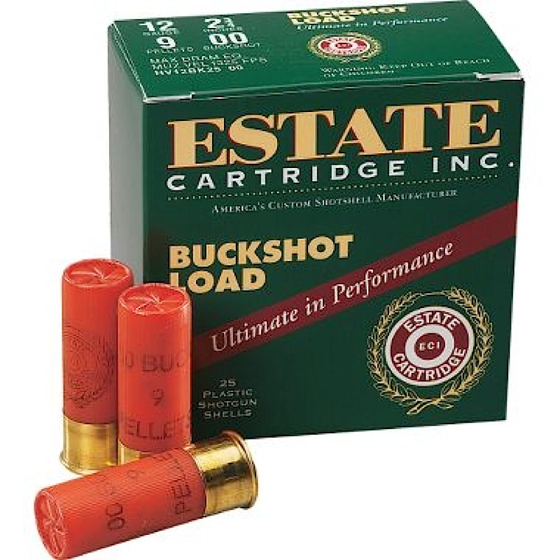 Estate 12ga 2.75 00 Buck Round 9 Pellets 25rd Box/10